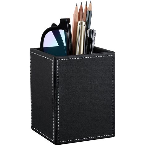 KIGNFOM Pot à crayons classique en cuir synthétique (Noir) (1/5)