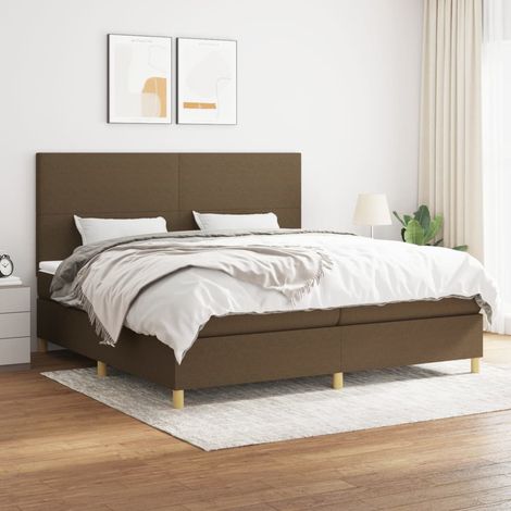Sommier à lattes de lit avec matelas Marron foncé 200x200 cm (1/5)