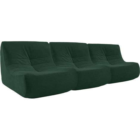 sweeek - 3er-Set Sessel ohne Armlehne mit wasserabweisendem Samtbezug, Samt, Grün (1/5)