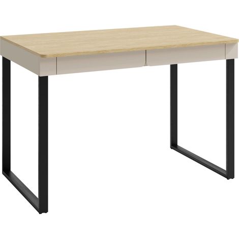 Mesa de oficina Fiosono 109, Beige + Roble claro, Con cajones, Número de puertas: 0, Número de cajones: 0, 75x125x63cm