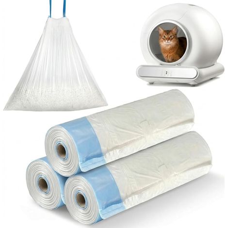 45 Pack Cat Litter Bags Self-Cleaning with Drawstring Handles, Scratch Resistant, Durable and Tear Resistant, Suitable for Automatic Litter Boxes, 3 (1/5)