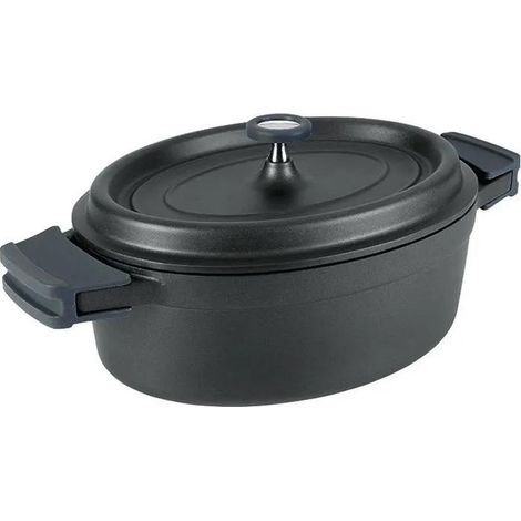 Lacor Ovale Cocotte Schwarz aus Aluminiumguss 3,5L