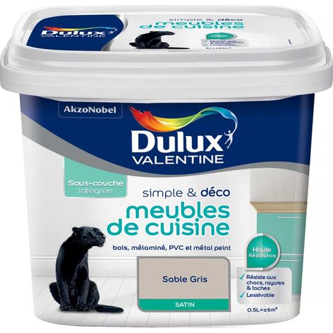 Peinture De Rénovation Simple & Deco Meubles De Cuisine Satin Sable Gris 0,5 L - Dulux Valentine