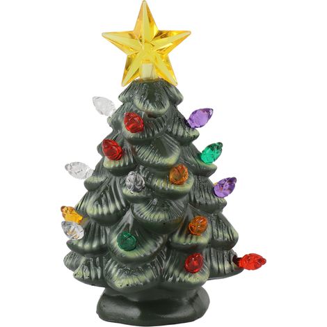 Sapin de Noël miniature en résine de 10 cm, coloré, vert, pour décoration de fenêtre ou de jardin. (1/5)