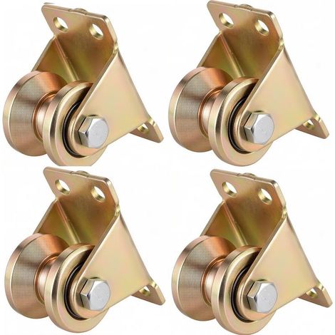 Satz mit 4 Stahlseilrollen, V-Nut-Seilrollen, 6-mm-Seilrollen, Hochleistungsrollen, Rolle mit 2 Kugellagern für (1/5)
