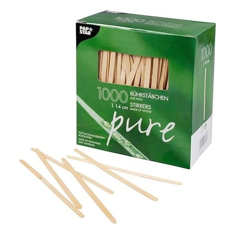Agitateurs en bois, longueur 140 mm - Boite de 1000 (1/4)