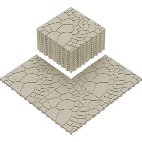 Piastrelle da terrazza incastrabili, set da 44 pezzi, in polipropilene, beige (1/5)