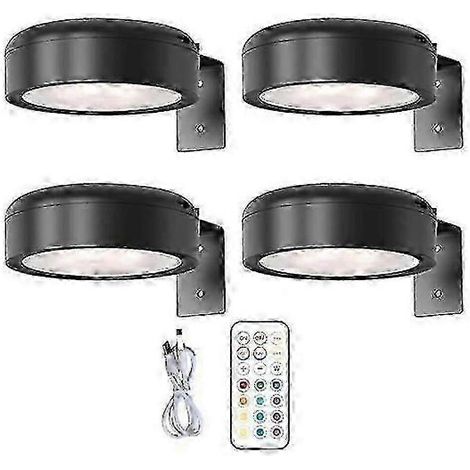 Lampe murale sans fil pour tableaux, rechargeable par USB, intensité réglable par télécommande, 13 couleurs RVB, ultra-lumineuse, fonctionne sur piles, lot de 4, noire (1/5)