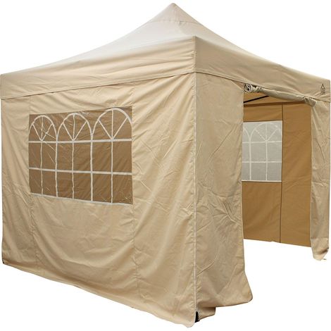 All Seasons Gazebos: Gazebo pop-up 2.5x2.5m completamente impermeabile con 4 pareti laterali - Beige (1/5)