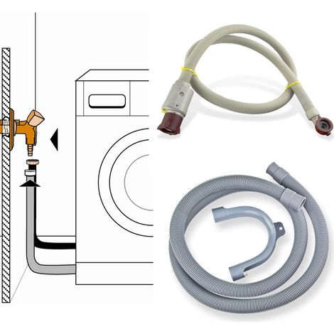 Anschluss-Set Aqua-Stop Zulaufschlauch Ablaufschlauch 2 m Schlauch (1/5)