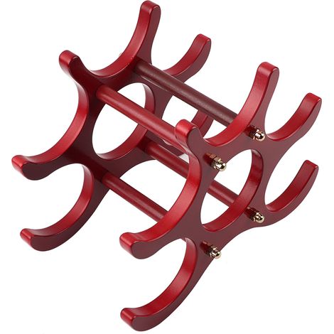 Étagère en bois pour 6 bouteilles de vin rouge, support mural ou comptoir.
