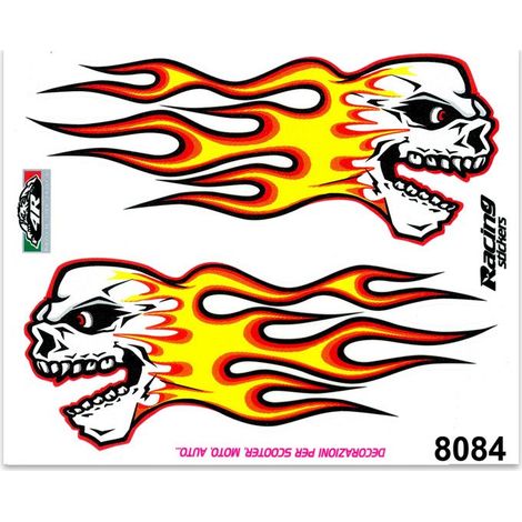 Adesivi Stickers Medi Teschio Infiammato 13,5 x 16 cm (1/4)