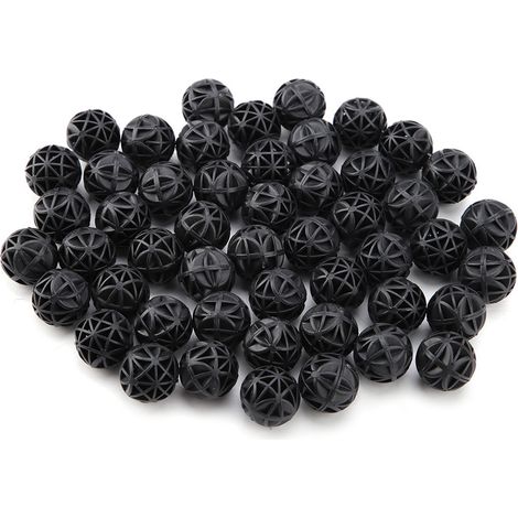 Boules de filtration bio 16 mm PVC + éponge noires – 50 pièces pour aquarium eau douce et marine (1/5)
