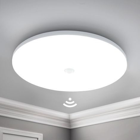 Plafonnier LED Detecteur de Mouvement 24W 2400LM 30CM Rond Lampe Plafond Moderne 6500K Blanc Froid Escalier Couloir Garage Balcon (1/5)