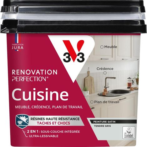 Peinture cuisine Rénovation perfection® V33 Tendre gris satin 0,75L