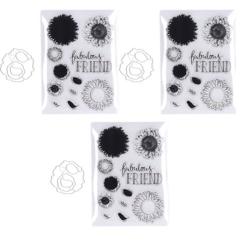 Set mit 3 transparenten DIY-Blumenstempeln und Stanzteilen, zum Scrapbooking, für Fotoalben, Dekorationen und handgemachte Geschenke. (1/5)
