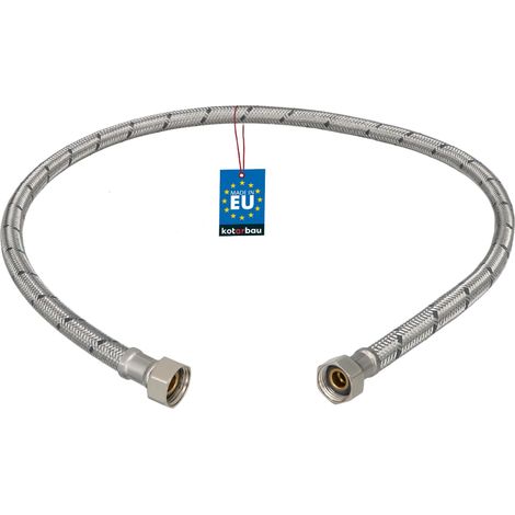 KOTARBAU® Flexible Robinet 3/8"x3/8" - Tuyau Robinet 90cm - Acier Inoxydable - Rallonge Robinet Cuisine Flexible - Tuyau Robinet Cuisine Flexible - Tuyau Flexible Plomberie - Argent (1/4)