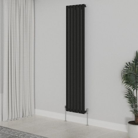 WarmeHaus Vertical 1800x408mm Flat Panel Radiator Black Single (1/5)