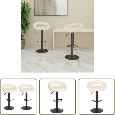 Barstuhl -  Barhocker 2 Stk. Creme Samt (1/5)