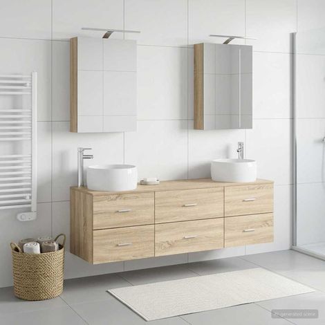 vidaXL Bathroom Furniture Set 5 pcs Sonoma Oak (1/5)