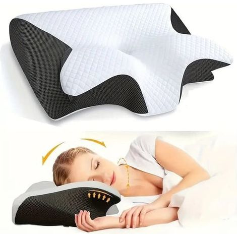 Oreiller orthopédique/oreiller à mémoire de forme - respirant et confortable, soulage les douleurs cervicales, convient à tous. Noir-AquaForge (1/5)