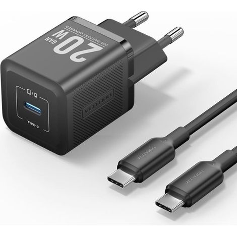 Vention Cargador GaN USB-C 20W - Cable USB-C 1 metro - Color Negro
Características:
Cargador:
-Interfaz: USB-C
-Carcasa: PC
-Entrada: 100-240 V50/60