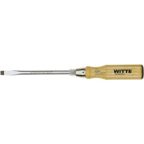 WITTE DESTORNILLADOR DE PUNTA PLANA NEGRA CON MANGO DE MADERA MEDIDAS PL 12x200