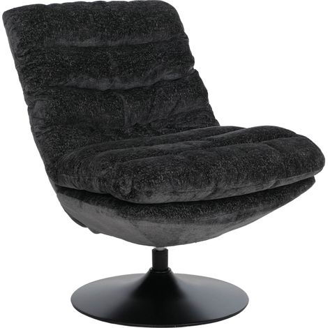 [NEUWERTIG] Loungesessel HHG-190, Cocktail-/Polster-/Relaxsessel Sessel drehbar Stoff Chenille (470g/m²) Öko-Tex Stahl dunkelgrau