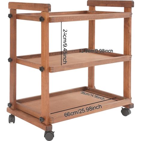 Étagère à Outils de Peinture, Bois de Hêtre Solide, Rangement Ample, Marron (1/2)