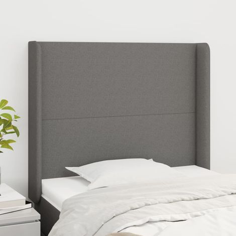 Kopfteil mit Ohren Dunkelgrau 103x16x118/128 cm Stoff (1/5)