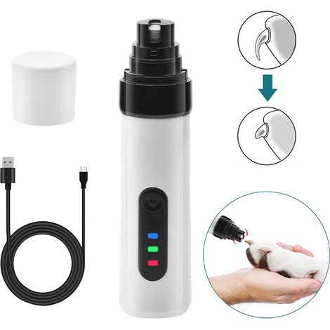 Lime à ongles électrique rechargeable pour chiens et chats, avec lumière LED, ultra silencieuse et rechargeable, pour chiens et chats de petite, moyenne et grande taille. (1/5)
