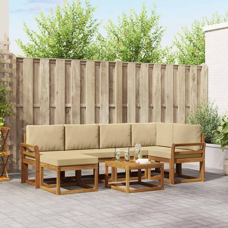 vidaXL Outdoor-Sofagarnitur mit Kissen 7 pcs Natur und Beige (1/5)