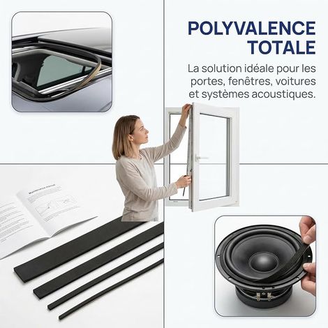 Bande de mousse auto-adhésive, 10 m (12 mm x 2 mm), ruban d'étanchéité pour portes et fenêtres, mousse acoustique pour haut-parleurs, anti-collision, pour voiture froide (1/4)
