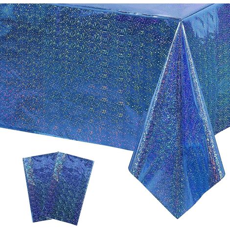 Mantel para fiestas, juego de 2 piezas, mantel de plástico colorido, 137 x 274 cm, mantel desechable para cumpleaños, rectangular, impermeable, para niños, fiestas de cumpleaños, decoración de bodas (1/5)