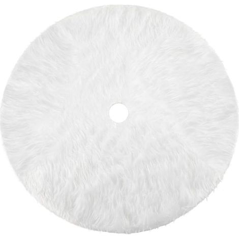 Jupe de Sapin de Noël Blanc Peluche Neige Décorations d'arbre de Noël Tapis Vacances Couvre Pied Sapin Noel Jupe d'arbre, 90cm/35 Pouces (1/4)