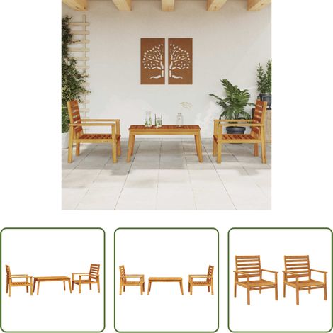 Akazienholz - 3-tlg. Garten-Lounge-Set Massivholz Akazie (1/5)