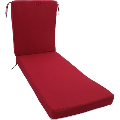 GARRYFIZH Coussin de chaise longue amovible et imperméable avec attaches, couleur bordeaux, idéal pour la plage, la terrasse ou tout autre espace extérieur.