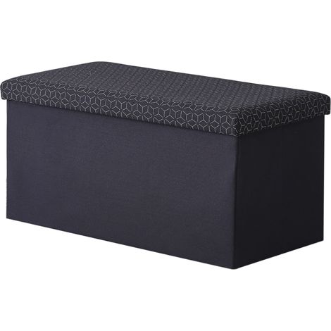 Hobag – Coffre de rangement pouf pliable en tissu 76cm – Noir – Espace de rangement pratique – Design moderne pour intérieur (1/3)
