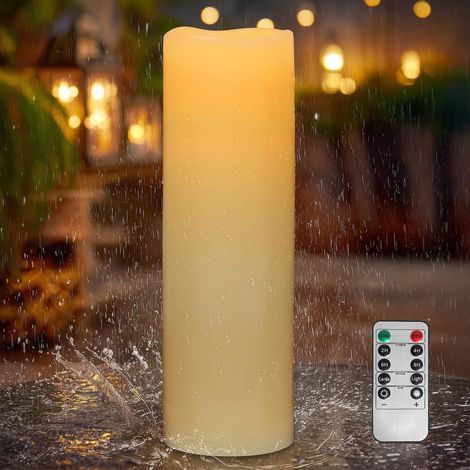 1 Bougies LED Grandes Ondulées Blanc Ivoire Minuterie Télécommande Extérieur Jardin (1/5)