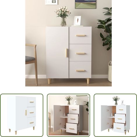 Weiß - Sideboard Weiß 69,5x34x90 cm Holzwerkstoff (1/5)
