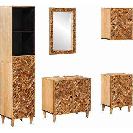 Badezimmerschrank-Set mit Schubladen 5 pcs Massivholz Mango vidaXL
