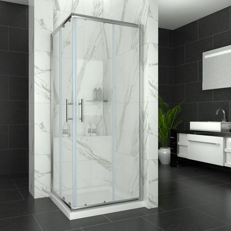 ELEGANT 900 x 900 Shower Enclosure Corner Entry Shower Cubicle and Tray Sliding Shower Doors with Tray (1/5)
