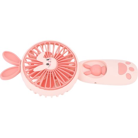 Mini-Handventilator, tragbares Design mit Tiermotiven, wiederaufladbares 400-mAh-Nachtlicht, niedlicher kleiner Ventilator mit eingebautem Akku, rosa (1/4)