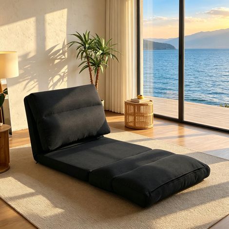Sedia Lazy regolabile 70x72x56cm, trasformabile in divano letto con funzione di inclinazione da 90° a 180° in morbido tessuto (1/5)