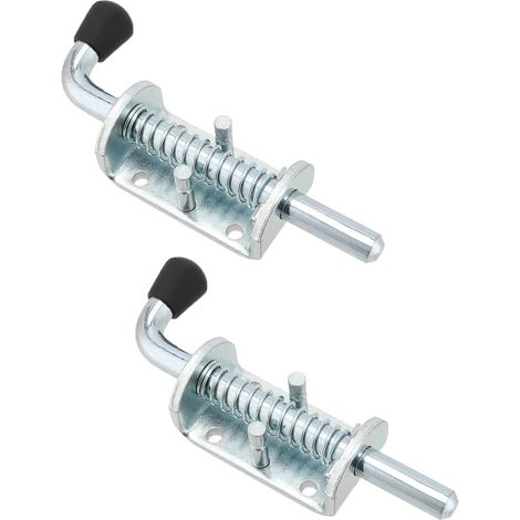 Lot de 2 verrous à ressort en fer zingué très résistant pour portail, cour, abri de jardin, porte de hayon, remorque, garage - 12 x 135 mm (1/5)