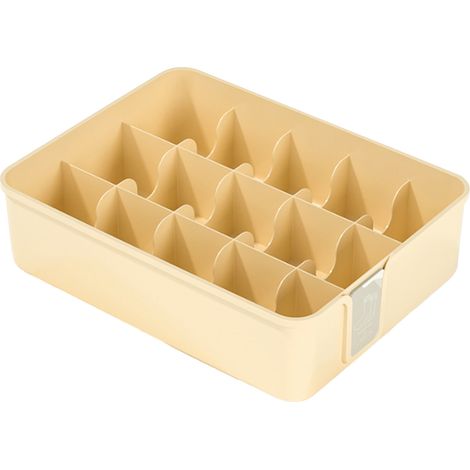 Lot de 15 boîtes de rangement pour tiroir en plastique jaune, séparateur de chaussettes, organisateur de sous-vêtements, cravates et accessoires (1/5)