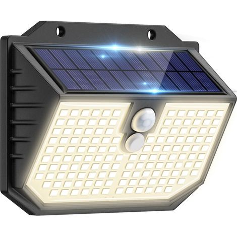 Lampe Solaire LED Extérieure, Spot LED Solaire Extérieur, Lampe Solaire LED Extérieure avec 138 LED et Détecteur de Mouvement, 3 Modes IP65 Imperméable Lumières Solaires de Jardin, pour Mur (1/5)