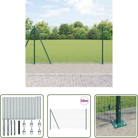vidaXL Clôture moderne - Poteau de clôture. Vert 50 x 1,2 m (maille de 19 x 19 mm) (1/5)