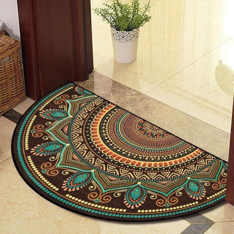 Ccykxa – Paillasson demi-lune absorbant 40x60cm – Tapis antidérapant intérieur/extérieur – Pour entrée, terrasse, cuisine – Nettoyage facile (1/5)