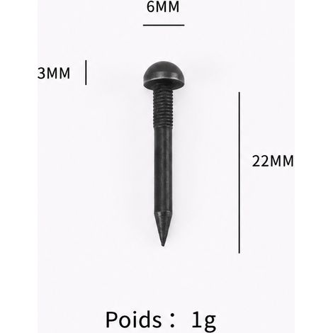 Clou décoratif demi-sphérique noir antique en fer 0,6 cm 0.6 cm noir 2,7 × 0,6 × 2,7 cm 1 g – Livraison gratuite